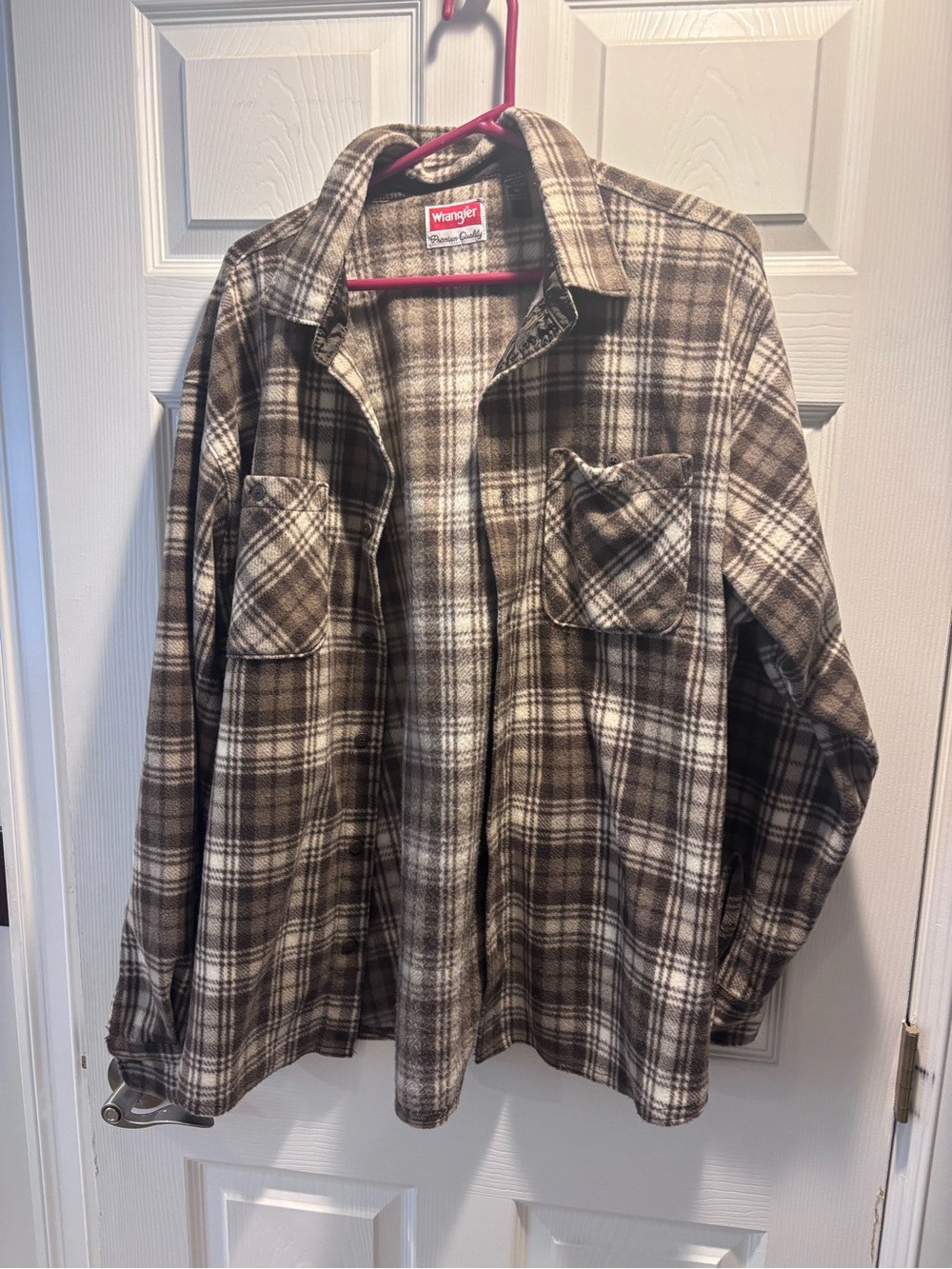 Wrangler Brown and Cream Plaid Button-Up Shirt